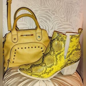 Ankle Boots Sz 10 From Rider Girl & Matching Mustard Colored Steve Maden Bag